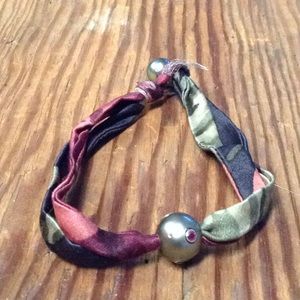 M.Cohen silk pearl and gem bracelet